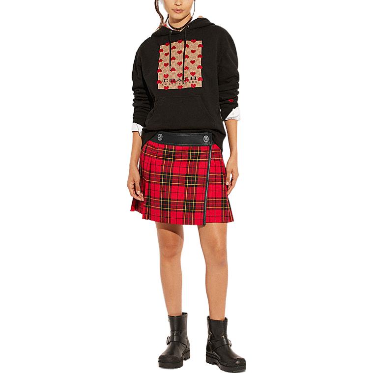 Lookbook (W) COACH FW22 格紋拼接休閒裙 紅色. CG590-REM