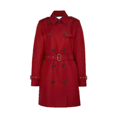(Women) COACH FW22 Red Double-Breasted Mid-Length Trench Coat. C8771-RBY