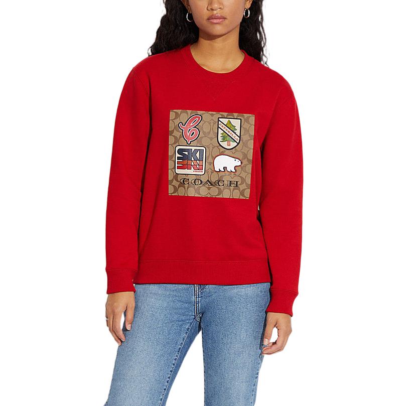 Lookbook (Women) COACH FW22  Red Ski Graphic Logo Crewneck Sweatshirt. CE457-RED