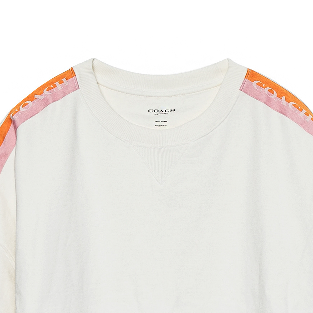 Purchase (Women) COACH FW22  White Striped Letter Print Long Sleeve Sweatshirt. 1532-WHT