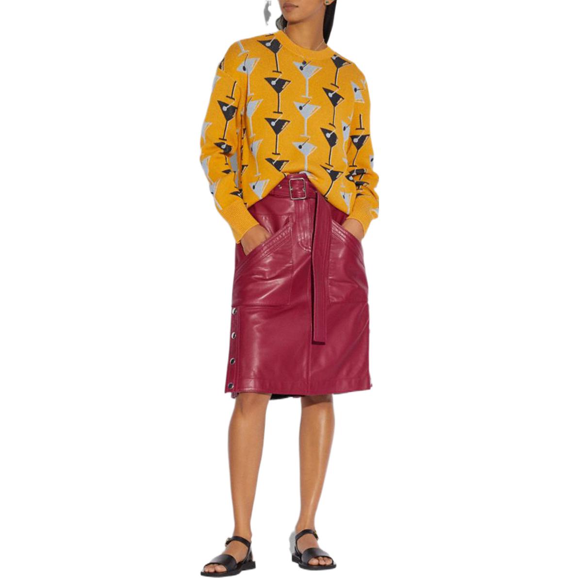 Lookbook (W) 코치 FW22 옐로우 기하학 패턴 니트 스웨터 긴팔. 1163-YLW