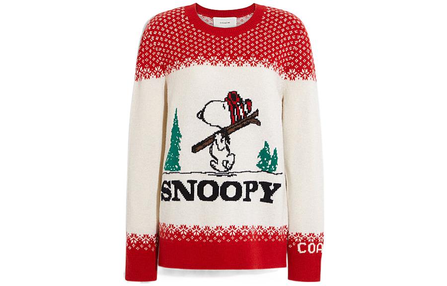 Order (Women) COACH FW22 Red  Crewneck Sweatshirt with Ski Lettering Design. CE459-V3R