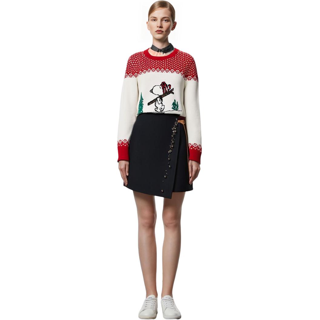 Purchase (Women) COACH FW22 Red  Crewneck Sweatshirt with Ski Lettering Design. CE459-V3R