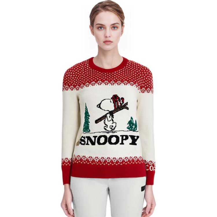 Cheap (Women) COACH FW22 Red  Crewneck Sweatshirt with Ski Lettering Design. CE459-V3R