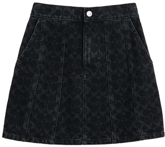 women-coach-fw-23-black-casual-skirt-with-solid-color-logo-print-cl-400-blk