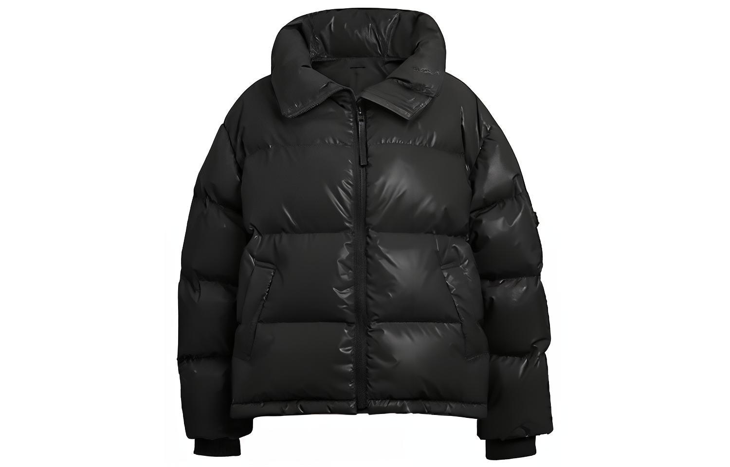 Order (W) COACH FW23 Jaket Hitam Berkilat Lengan Panjang. CM607-BLK