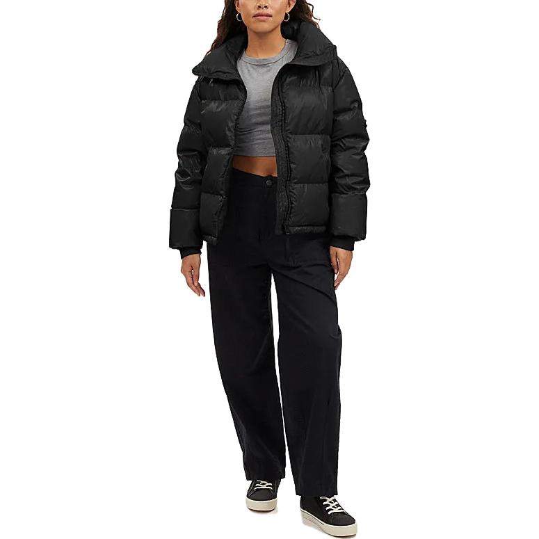 Shop (W) COACH FW23 Jaket Hitam Berkilat Lengan Panjang. CM607-BLK