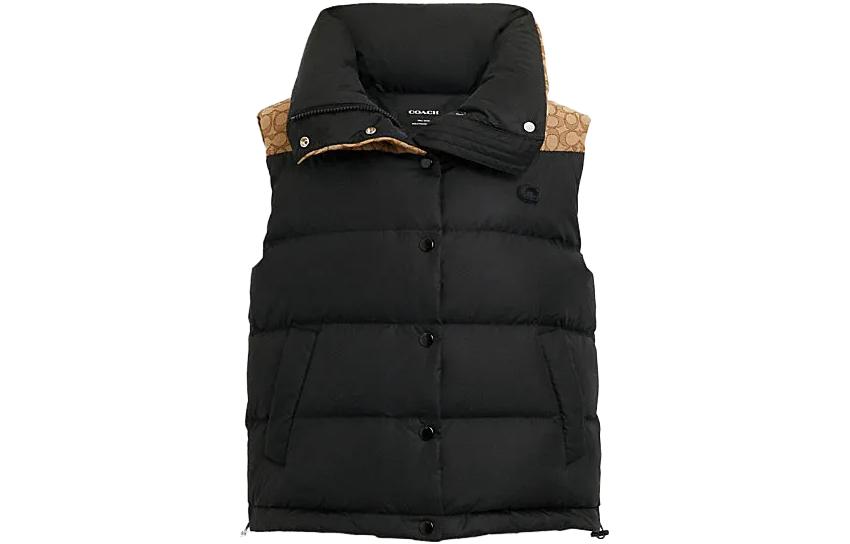 (Women) COACH FW23  Black Logo Embroidered Down Vest. CL272-BLK
