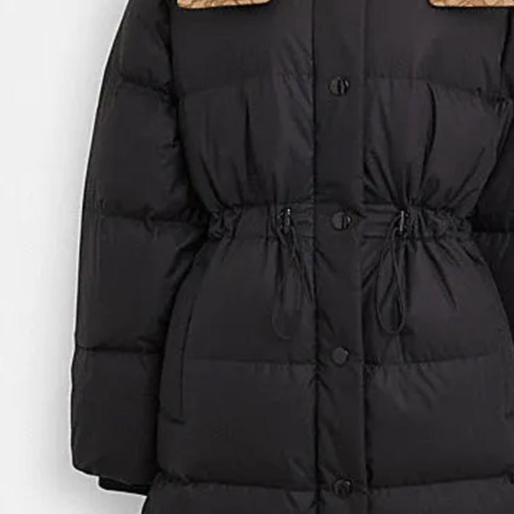 Purchase (W) COACH FW23 黑色長版連帽羽絨外套 保暖時尚外衣 CL273-BLK