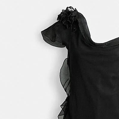 (W) COACH FW23 Gaun Mini Hitam Lipit Lengan Pendek. CN451-BLK Shop (W) COACH FW23 Gaun Mini Hitam Lipit Lengan Pendek. CN451-BLK