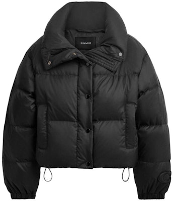 (W) コーチ FW23 ブラック ショートダウンジャケット 暖かい襟 スリムフィット. CL932-BLK Order (W) コーチ FW23 ブラック ショートダウンジャケット 暖かい襟 スリムフィット. CL932-BLK