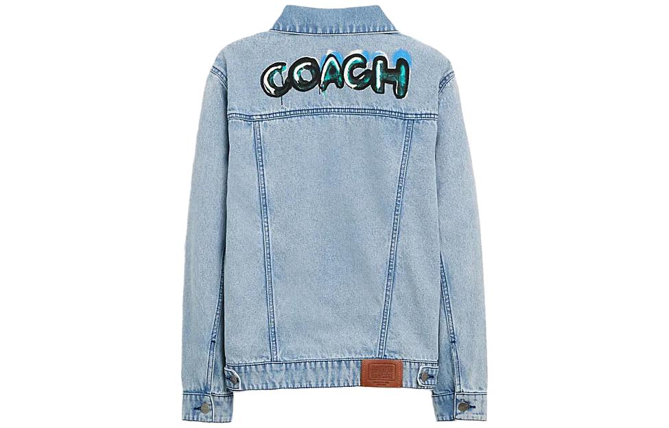 (Women) COACH FW23  Blue Denim Jacket with Letter Logo Print Long Sleeve. CL324-DEN 圖 3