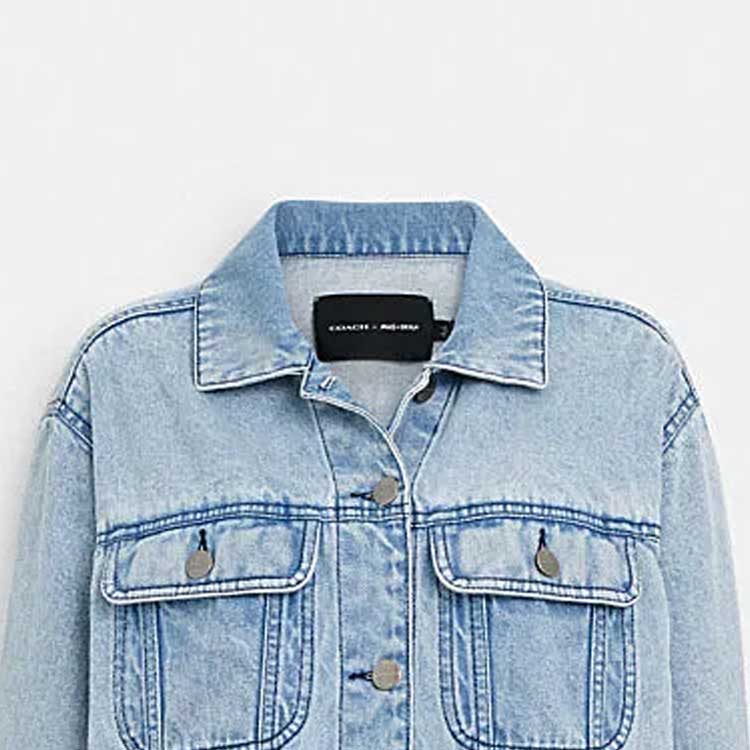 (Women) COACH FW23  Blue Denim Jacket with Letter Logo Print Long Sleeve. CL324-DEN 圖 5