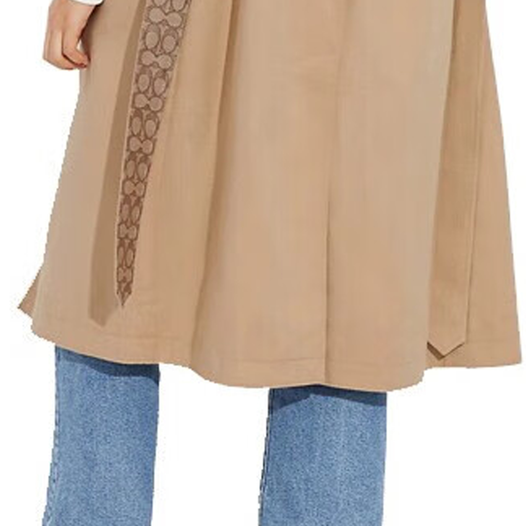 Sizing (W) COACH FW23 Abrigo Marrón Largo de Manga Larga con Diseño de Logo Patchwork. CG056-EAL