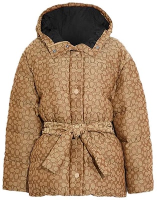 (Women) COACH FW23 Colorblock Monogram Puffer Jacket Khaki. CL482-E7V Order (Women) COACH FW23 Colorblock Monogram Puffer Jacket Khaki. CL482-E7V