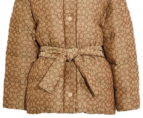 (Women) COACH FW23 Colorblock Monogram Puffer Jacket Khaki. CL482-E7V Sizing (Women) COACH FW23 Colorblock Monogram Puffer Jacket Khaki. CL482-E7V