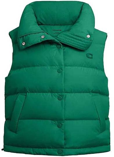 women-coach-fw-23-green-puffer-down-vest-casual-buttoned-design-cl-274-czs