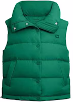 (Women) COACH FW23 Green Puffer Down Vest Casual Buttoned Design. CL274-CZS (Women) COACH FW23 Green Puffer Down Vest Casual Buttoned Design. CL274-CZS