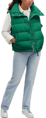 (W) コーチ FW23 グリーンカラー ダウンベスト カジュアルボタンデザイン. CL274-CZS Lookbook (W) コーチ FW23 グリーンカラー ダウンベスト カジュアルボタンデザイン. CL274-CZS