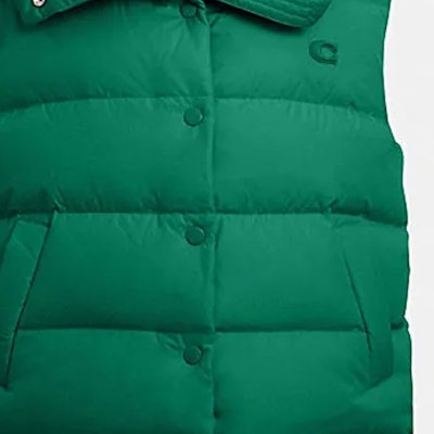 (W) コーチ FW23 グリーンカラー ダウンベスト カジュアルボタンデザイン. CL274-CZS Purchase (W) コーチ FW23 グリーンカラー ダウンベスト カジュアルボタンデザイン. CL274-CZS