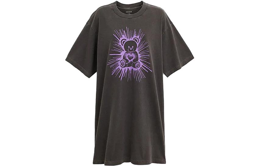 Order (W) COACH FW23 Dress Pendek Abu-Abu Motif Teddy Bear. CL320-SMO