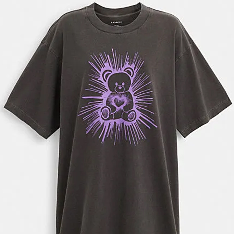 Shop (W) COACH FW23 Dress Pendek Abu-Abu Motif Teddy Bear. CL320-SMO