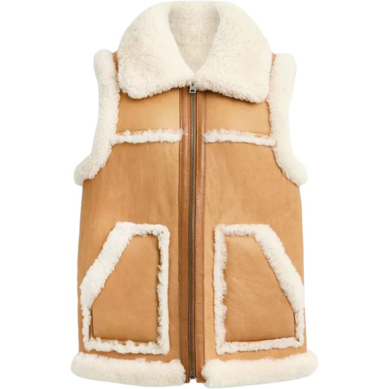 (Women) COACH FW23  Ivory White Raw-Edge Vest with Folded Collar. CL686-NA-IY