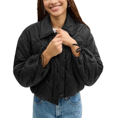 (W) COACH FW24 黑色純色長袖扣式棉質外套 CY561-BLK Shop (W) COACH FW24 黑色純色長袖扣式棉質外套 CY561-BLK