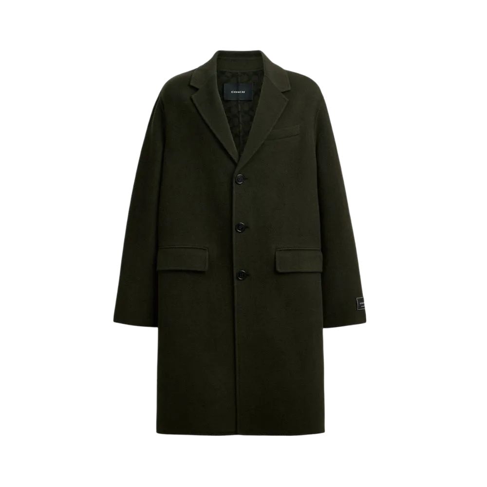 Buy (W) COACH 秋冬24 双面羊毛纽扣大衣 深绿色. CV898-DGN