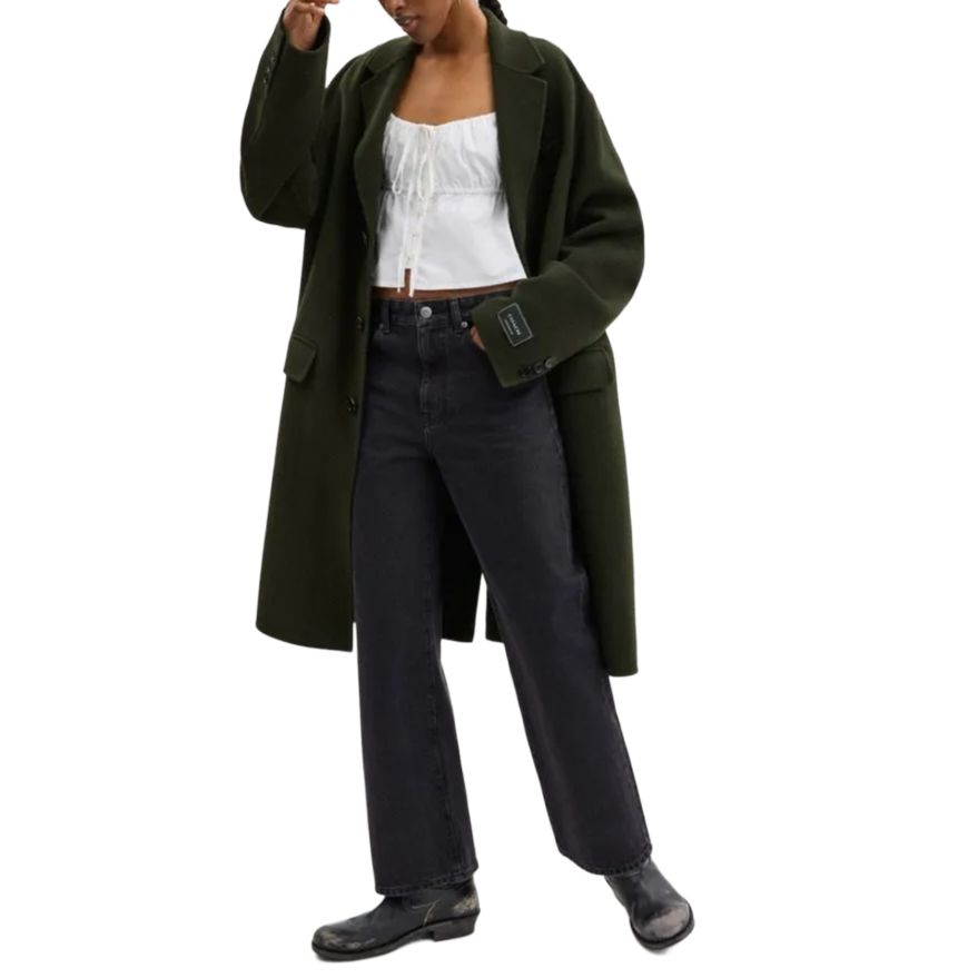 Lookbook (W) COACH 秋冬24 双面羊毛纽扣大衣 深绿色. CV898-DGN