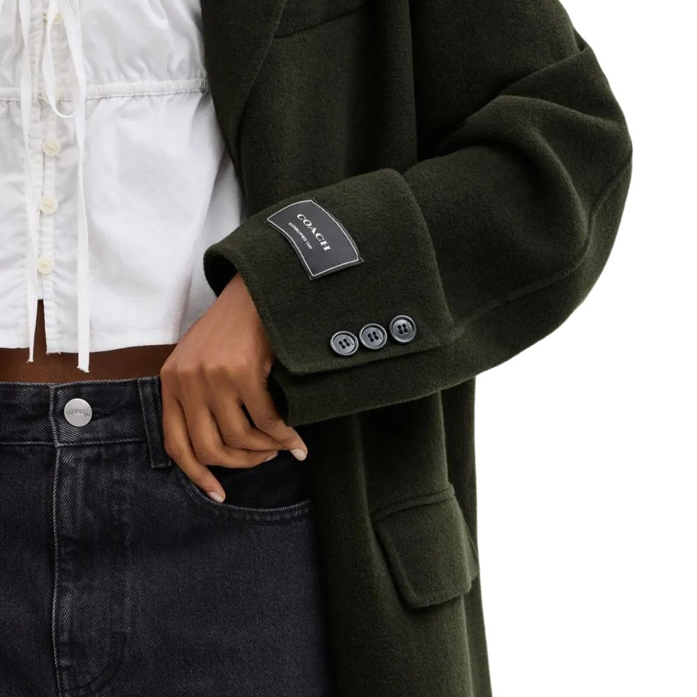 Purchase (W) COACH 秋冬24 双面羊毛纽扣大衣 深绿色. CV898-DGN