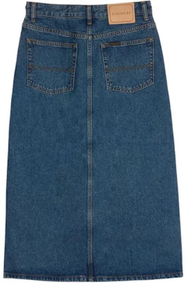(Women) COACH FW24 Logo Patch Denim Midi Skirt Deep Blue. CU424-MZ3 Lookbook (Women) COACH FW24 Logo Patch Denim Midi Skirt Deep Blue. CU424-MZ3
