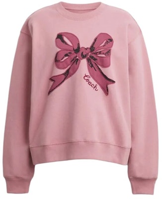 (Women) COACH FW24 Pink Bow Print Long-Sleeve Crewneck Sweatshirt CZ017-LKK Order (Women) COACH FW24 Pink Bow Print Long-Sleeve Crewneck Sweatshirt CZ017-LKK