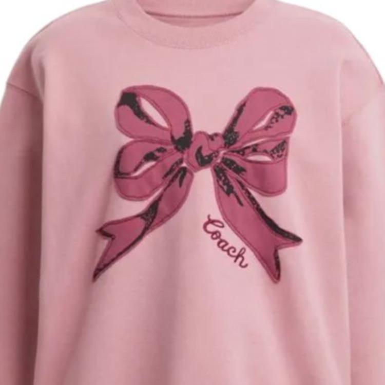 Details for (Women) COACH FW24  Pink Bow Print Long-Sleeve Crewneck Sweatshirt CZ017-LKK