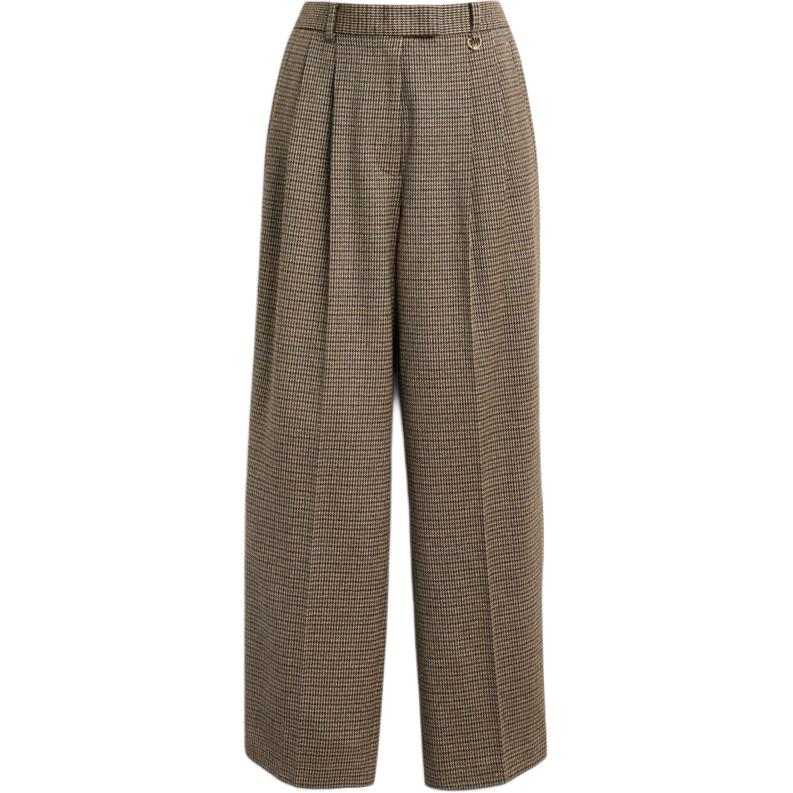 (Women) COACH FW24  Plaid Zippered Casual Pants in Brown. CX303-MYB