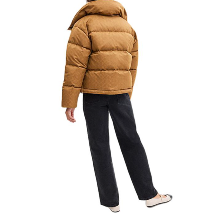 Shop (Women) COACH FW24 Jacquard Short Down Jacket Women Brown CV411-LRC