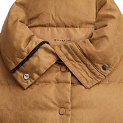 (Women) COACH FW24 Jacquard Short Down Jacket Women Brown CV411-LRC Details for (Women) COACH FW24 Jacquard Short Down Jacket Women Brown CV411-LRC