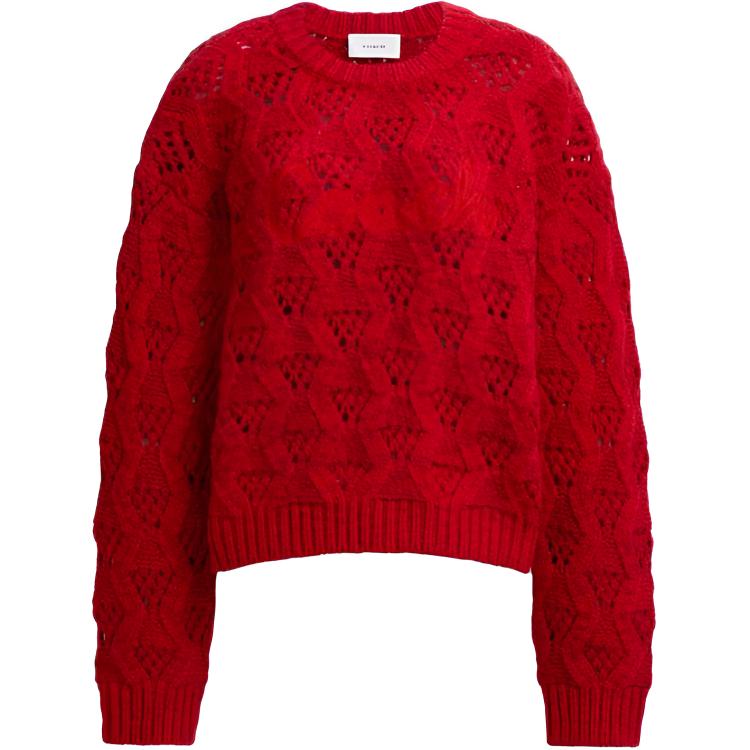 (Women) COACH FW24 Red Logo Print Pullover Crewneck Sweater. CX315-RED