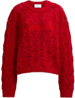 (Women) COACH FW24 Red Logo Print Pullover Crewneck Sweater. CX315-RED (Women) COACH FW24 Red Logo Print Pullover Crewneck Sweater. CX315-RED