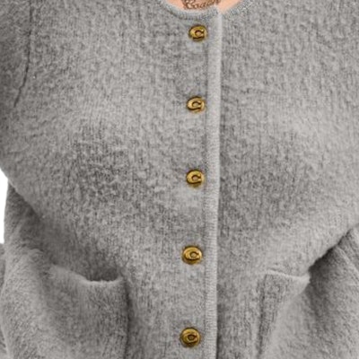 (Women) COACH FW25 Fleece Long Sleeve Coat with Pockets and Single Button. CCN41-GRY Purchase (Women) COACH FW25 Fleece Long Sleeve Coat with Pockets and Single Button. CCN41-GRY