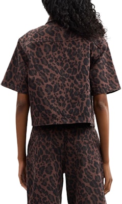 (Women) COACH FW25 Leopard Print Cotton Short Sleeve Shirt. CCP80-YGB Shop (Women) COACH FW25 Leopard Print Cotton Short Sleeve Shirt. CCP80-YGB