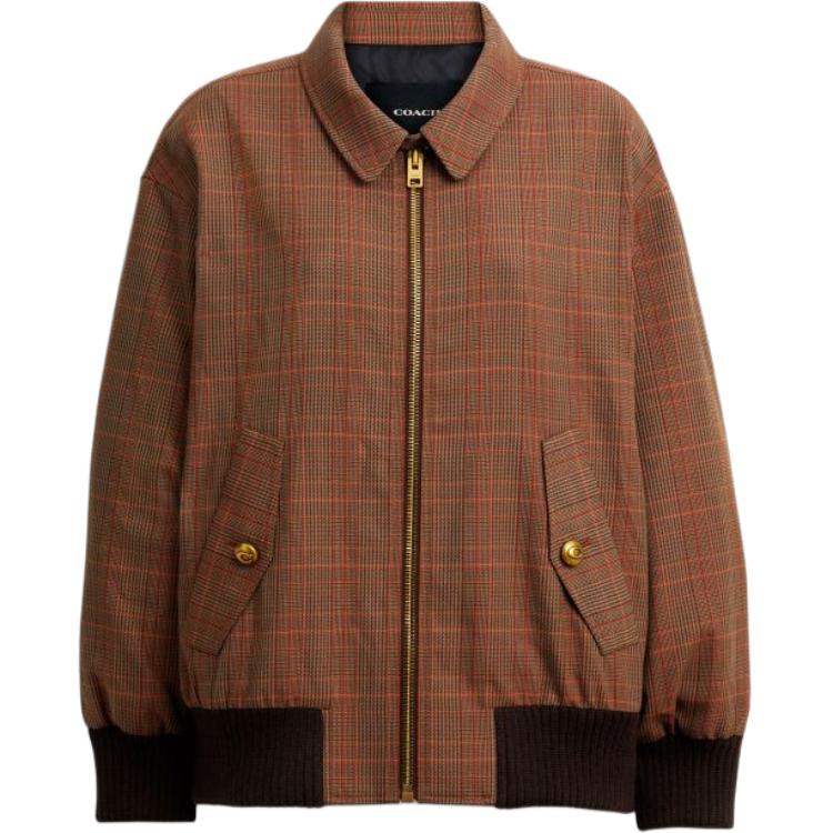 (Women) COACH FW25  Plaid Print Zip-Up Long Sleeve Jacket CCB43-YIV