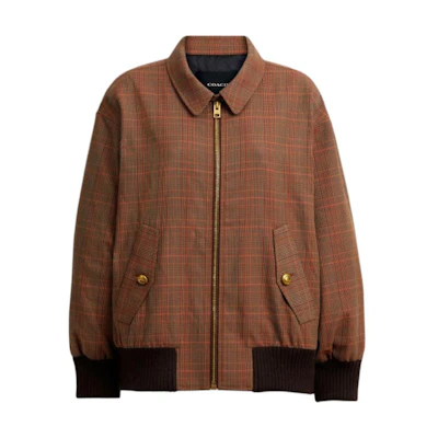 (Women) COACH FW25 Plaid Print Zip-Up Long Sleeve Jacket CCB43-YIV