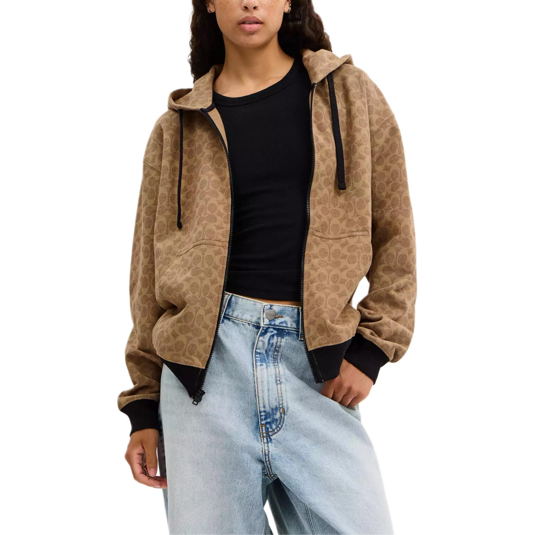 Lookbook (Women) COACH FW25  Printed Zip-Up Hoodie Sweatshirt. CCB95-RYU