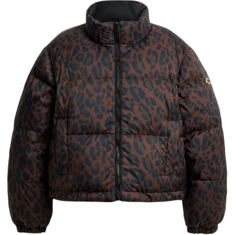 Order (W) コーチ FW25 リバーシブル ナイロン レオパード柄 ダウンジャケット CCB27-LEO
