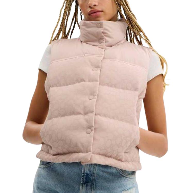 Lookbook (W) COACH FW25 Jaket Down Zip Berlapis Warna Solid CCA30-QTZ