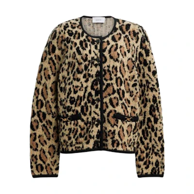 (Women) COACH FW25 Leopard Print Button-Up Long Sleeve Jacket for Women CCN42-LEO