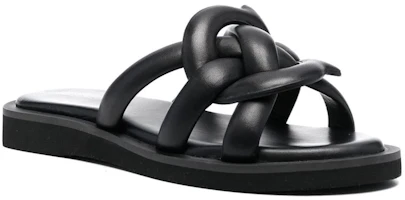 Order (Women) Coach Georgie Leather Flat Slide 'Black Woven' C8983_BLK