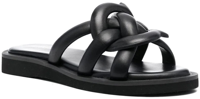 (Women) Coach Georgie Leather Flat Slide 'Black Woven' C8983_BLK Order (Women) Coach Georgie Leather Flat Slide 'Black Woven' C8983_BLK