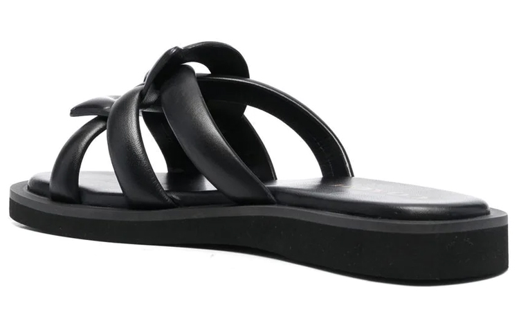 Shop (Women) Coach Georgie Leather Flat Slide 'Black Woven' C8983_BLK